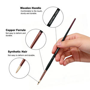 Juego <span class=keywords><strong>de</strong></span> 6 Pinceles Redondos Planos <span class=keywords><strong>de</strong></span> Acrílico para Pintar, Pinceles <span class=keywords><strong>de</strong></span> Artista Sintéticos Blancos y Suaves con Logotipo Personalizado - Product Image 4