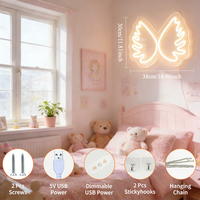 Letrero LED de Neón con Alas de Ángel, Luz de Pared Atenuable, Decoración Romántica para el Hogar, Dormitorio, Boda, Fiesta, Regalo Ideal para Parejas