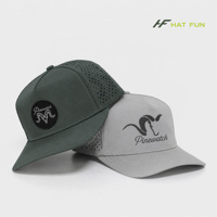 Casquette de baseball en nylon 5 panneaux personnalisée pour homme, bleu marine, logo brodé, perforations découpées au laser, casquette de sport imperméable
