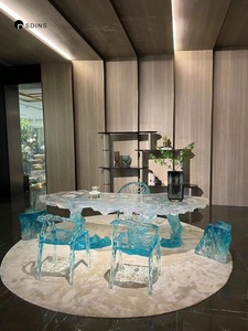<b>Epoxy</b> <b>Resin</b> Crystal Tea <b>Table</b> Designer Personalized Art Glacier Leaf Transparent Unique Platinum Crystal Tea Stand Guangdong - Product Image 5