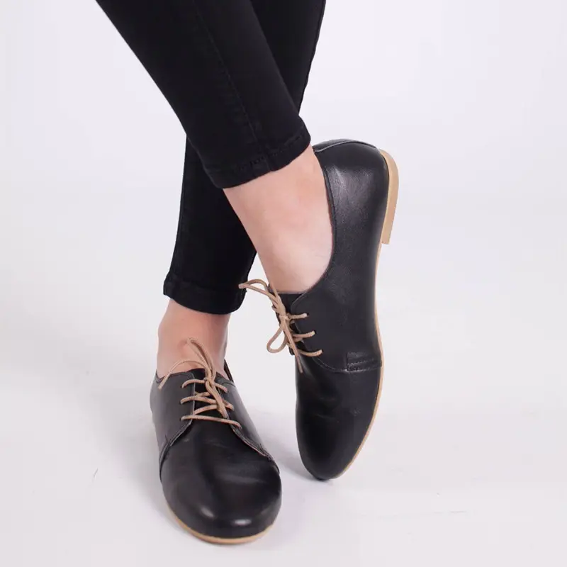 Rahat ofis ayakkabı kadınlar için yumuşak deri düz bağları bayanlar Oxfords tasarım ayakkabı