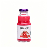 Nouvelle Arrivée Bouteille en Verre Vide en Forme de Gourde 250ml pour Jus de Fruits et Boissons avec Bouchons à Vis, Bouteilles de Ketchup Personnalisables avec Logo