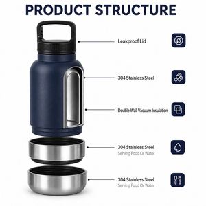 Comedero Portátil de Acero Inoxidable de 32oz con Logotipo Personalizado, Tazón de Viaje para Mascotas, Botella de Agua 3 en 1 Desmontable con Tapa y Aislamiento para Perros - Product Image 4