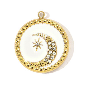 Paslanmaz çelik Vintage <span class=keywords><strong>Tarot</strong></span> parlak zirkon dikdörtgen DIY yapma takı ayçiçeği ay emaye takılar - Product Image 3