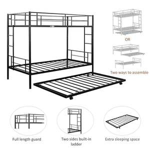 Двухъярусные кровати с рейками, сверхпрочные Каркасы для двухъярусных кроватей, оптовая продажа, Современная черная металлическая мебель для спальни - Product Image 4