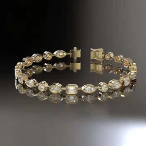 Marquesa Esmeralda Corte redondo Diseño de moda Moissanite Diamond Pulsera Brazaletes elegantes para mujeres - Product Image 1