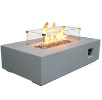 Mobilier d'extérieur en béton Table de foyer à gaz rectangulaire de luxe moderne