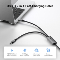 UNIEAN venta al por mayor 2 en 1 cable de datos PD100W 65W Cable USB tipo-c 480Mbps tipo C cable de carga rápida para Iphone a Notebook