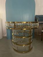 Gouttes de cristal en acier inoxydable, gâteau de mariage doré, table ronde