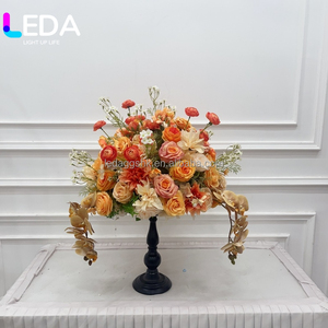 ของตกแต่งงานแต่งงาน LEDA พวงดอกไม้สีส้มสำหรับตกแต่งโต๊ะ ดอกไม้ประดิษฐ์ ลูกบอลดอกกุหลาบสีชมพูอ่อน - Product Image 6