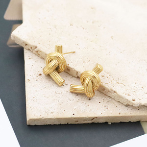 Knot Earrings Gold <b>Titanium</b> Steel Geometric <b>Studs</b> Fashion Jewelry For Women - Product Image 3
