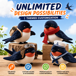 Peluche <span class=keywords><strong>de</strong></span> Golondrina, Mascota <span class=keywords><strong>de</strong></span> Peluche, Fabricante <span class=keywords><strong>de</strong></span> Peluches OEM ODM, Diseño Personalizado, Juguete <span class=keywords><strong>de</strong></span> Peluche, Diseño <span class=keywords><strong>de</strong></span> Personajes, Logotipo Personalizado - Product Image 5