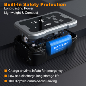 Gonfleur de pneus sans fil portable 150 PSI, mini <span class=keywords><strong>compresseur</strong></span> d'air, batterie externe 4000 mAh, pompe à écran numérique pour pneus de voiture et ballons de sport - Product Image 2