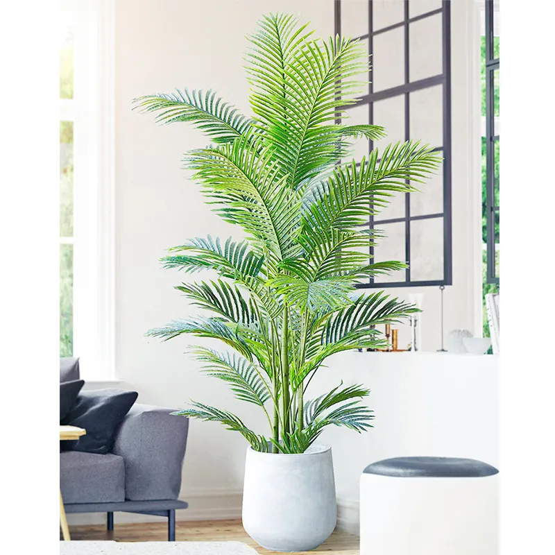 Украшения для сада, комнатное и уличное украшение, недорогие Зеленые искусственные пальмы, пластиковые искусственные пальмы Areca