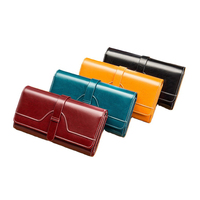 Dompet Kartu Kulit Sapi Asli Wanita Mewah, Dompet Uang Koin RFID untuk Wanita, Dompet Panjang Kulit Wanita, Tas Clutch Wanita