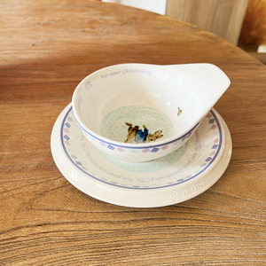 Tasses à thé et soucoupes en céramique blanche avec motif de lapin mignon pour soupes, salades, enfants et adultes - Product Image 2