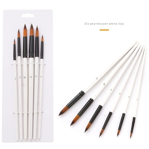 6Pcs Nghệ Sĩ Bàn Chải Thiết Lập Bằng Gỗ Màu Trắng Xử Lý Sơn Bàn Chải Cho Acrylic Màu Nước Sơn Dầu - Product Image 3