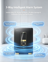 Dreistufiger Versteckter Kleiderschrank-Mini-Sicherheitstresor Biometrisches Fingerabdruck-Passwort-Schloss Alarmsystem USB-Stromversorgung für Zuhause und Geschäft