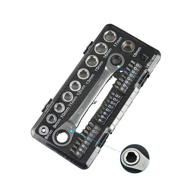 Hot Sell 34Pcs Multifunctional Auto Repair Tool Set Socket Set 1/4"