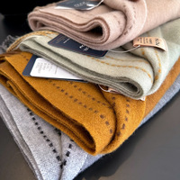Châle long unisexe en 100% laine épaisse, imprimé numérique, double face, patchwork géométrique, à franges, collection automne-hiver