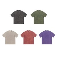 Kaos Pria Musim Panas Vintage Unisex SAND WASH Lengan Pendek Ukuran Besar Relaxed Fit Drop-Shoulder Ready Stock