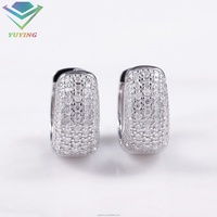 Boucles d'oreilles créoles en argent sterling 925 plaqué or blanc avec diamants moissanite VVS demi-cercle à 5 rangées pour femmes et hommes