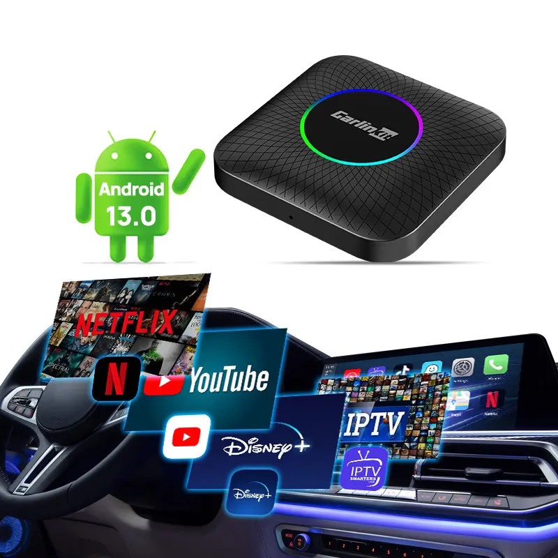 Carlinkit Tbox Led carplay ai kutusu 4G + 64GB evrensel taşınabilir Carplay Android 13 oto orijinal Carplay araba için kablosuz adaptör