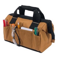 Sac à outils sur site, durable, résistant à l'eau, en polyester, avec fermeture éclair, 15 poches, poids moyen, 13 pouces, 33x18.4x27.9CM, pour le marron