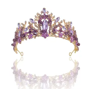 Nuovi accessori per abiti da sposa con corona di diamanti viola