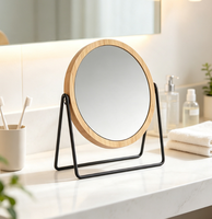 Loupe moderne faite à la main avec cadre en bois, miroir à angle réglable, support adapté pour la salle de bain et l'école