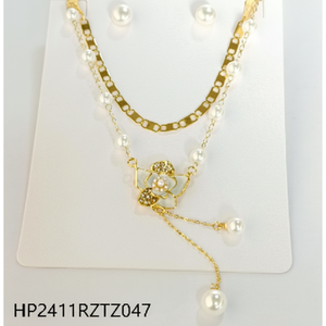 ชุดเครื่องประดับสำหรับเจ้าสาวหรูหราสำหรับงานเลี้ยงและของขวัญแผ่นชุบทองด้วยพลอยที่เน้นความโดดเด่น - Product Image 1