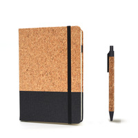 Carnet écologique A5 avec couverture en papier cousu, ensemble de stylos en liège et 90 feuilles, support de logo personnalisé