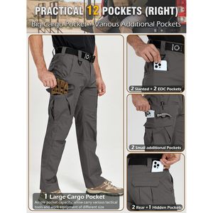 Carwonic Men's <b>Stretch</b> <b>Cargo</b> Work Pants Ripstop Water Resistant 12 Pockets Utility Tactical Hiking Pants - Product Image 4