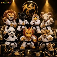 Ensemble de luxe rétro en peluche d'animaux de la série Champion de Karaté Or (Lion, Panthère, Panda, Léopard) en coton PP, primé, pour anniversaire et anti-stress