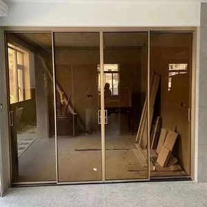 Décoration intérieure porte vitrée <span class=keywords><strong>coulissante</strong></span> noire avec fenêtre terrasse cloison vitrée <span class=keywords><strong>coulissante</strong></span> autre porte système télescopique 4 panneaux feuille - Product Image 4