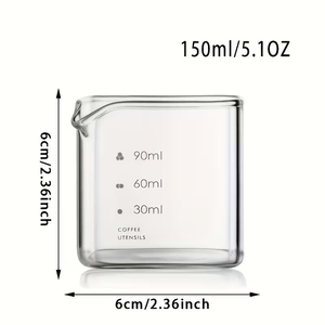 YOLOWE HOME Mini jarra de leche de vidrio de borosilicato alto 5oz resistente al calor Apto para lavavajillas diseño de doble <span class=keywords><strong>Caño</strong></span> Medición de café - Product Image 3