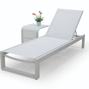 Moda ocio lujo Hotel tumbonas al aire libre Jardín patio chaise tumbona tela <span class=keywords><strong>de</strong></span> malla <span class=keywords><strong>de</strong></span> aluminio tumbona - Product Image 3