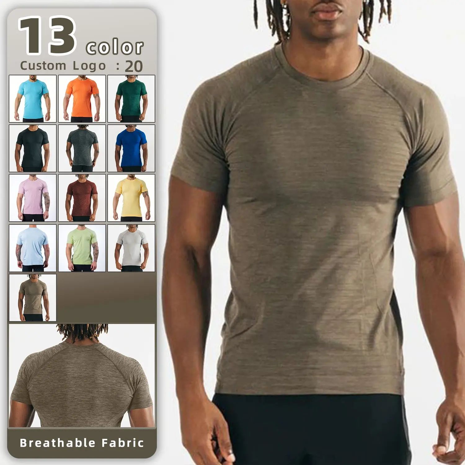 2022 Nieuwe Spier Mannen Sport Bodybuilding Quick Dry Training T Shirts Casual Korte Mouw Sportkleding