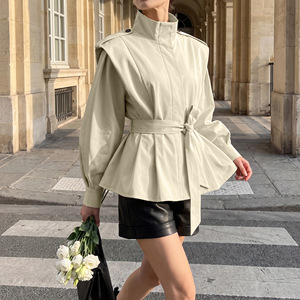 Custom OEM ODM Women <strong>Trench</strong> <strong>Coat</strong> Manufacturer Private Label Stand Collar Belted Loose Fit Midi Overcoat Autumn Winter Wholesale - Product Image 3