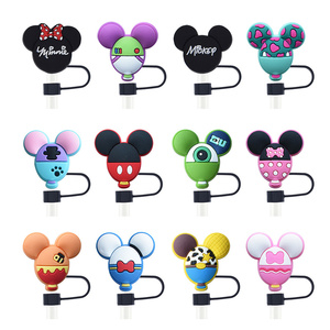 Tapa de silicona personalizada al por mayor con diseño de dibujos animados, cubierta antipolvo reutilizable para pajitas, adecuada para accesorios de bar. - Product Image 2