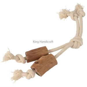 Twins <b>Rope</b> Bone 100% Natural Coffee Wood Dog Chew with Cotton <b>Rope</b>, Safe Eco Pet Toy from Vietnam - Product Image 3