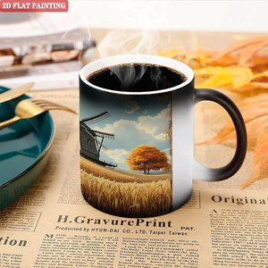 Frosted Black 11oz <b>Ceramic</b> Magic Mug Heat Sensitive Color Changing <b>Cup</b> For Outdoor Hiking Drinking - Product Image 5