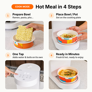NEO CUCINA - Cuiseur automatique intelligent pour ramen - Distributeur d'eau chaude instantanée - 2 en 1 - Machine à cuisiner des nouilles coréennes instantanées sur comptoir - Product Image 3