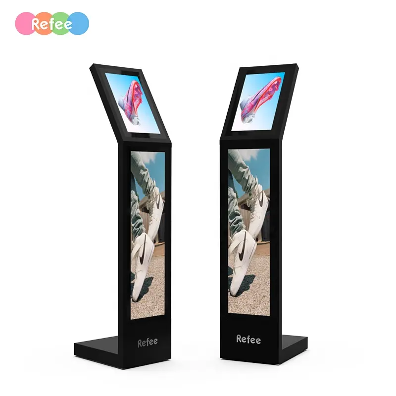 Floor Standing Vertical Interactive Digital Signage Totem LCD TV Touch Screens Stretched Bar Lcd Display Screen