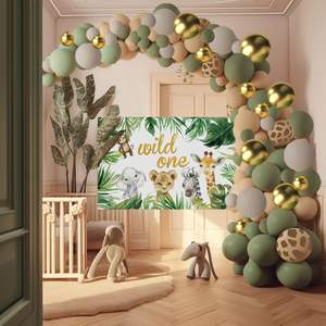 Arche de ballons sur le thème de la <span class=keywords><strong>jungle</strong></span> Safari Girafe Grain Abricot Or Blanc Sable Ballons pour Baby Shower 1er <span class=keywords><strong>anniversaire</strong></span> de garçon <span class=keywords><strong>Décoration</strong></span> de fête - Product Image 5