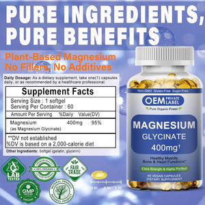 แคปซูลแมกนีเซียมบิสซิเนต400มก. OEM ช่วยเสริมแมกนีเซียมไกลซิเนตสำหรับรองรับกล้ามเนื้อหัวใจการนอนหลับและกระดูก - Product Image 2