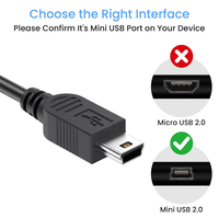 Cable USB AM/Mini B 3A de Carga Rápida Personalizado, con Malla de Protección de PVC, para Computadora, Escáner de Código de Barras, Impresora (Certificado CE/FCC)