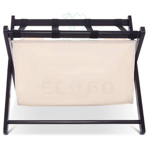 Portaequipajes plegable de bambú con correas de nailon negro - Product Image 5