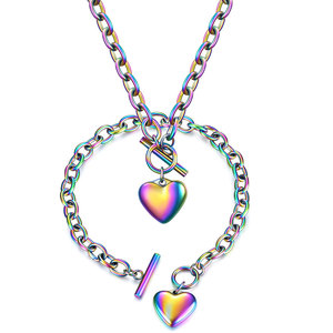 Ensemble collier et bracelet en acier inoxydable couleur or pour femmes, boucle OT, bijoux tendance, cadeau - Product Image 2