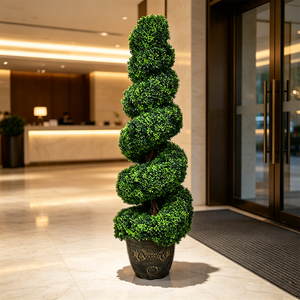 Arbre topiaire artificiel <span class=keywords><strong>en</strong></span> spirale, faux buis torsadé <span class=keywords><strong>en</strong></span> <span class=keywords><strong>pot</strong></span>, <span class=keywords><strong>plante</strong></span> <span class=keywords><strong>verte</strong></span> <span class=keywords><strong>en</strong></span> plastique résistant aux UV, durable pour l'aménagement extérieur - Product Image 2